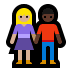 👩🏼‍🤝‍👨🏿 woman and man holding hands: medium-light skin tone, dark skin tone display on Windows